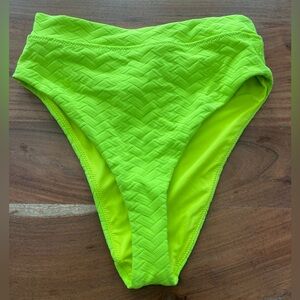 NWT Aerie High Waist Terry Jacquard Lime Green Bikini Bottom - Size S